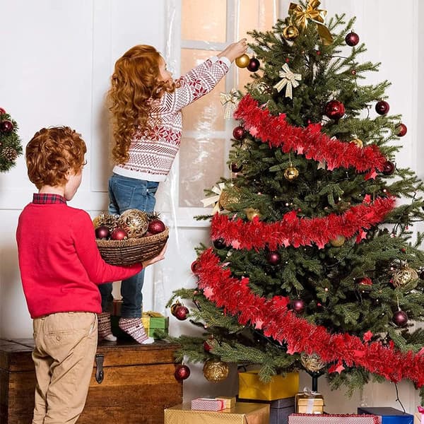 4 st Röda Julglittergirlander, Julglitter, Julgran