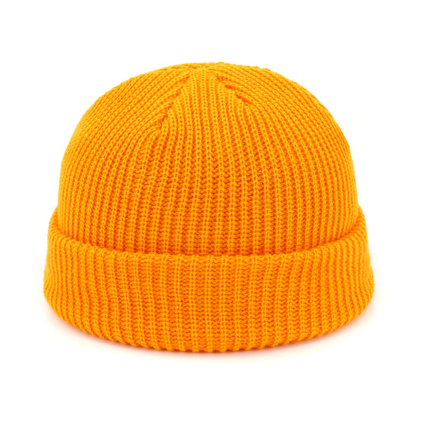 Stickad Mössa Höst och Vinter Ullmössa, Varm Pullover Mössa - Orange
