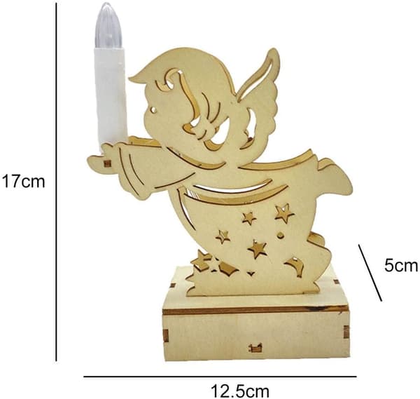 Telysholderpynt i tre LED Skrivebord Hul Figur Carvi