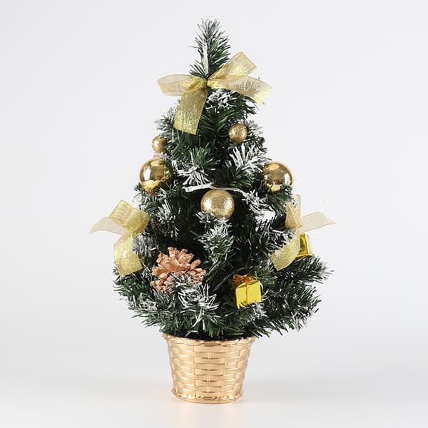 40 cm julgransprydnad Bordsdisplay Plast Konstgjord gran med lampor - Guld - 1