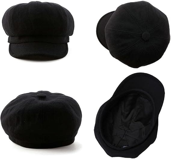 Svart Stretch Visir Beret för Kvinnor, One Size