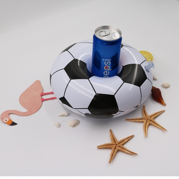 Leksak mugghållare 4 st Ball Coaster PVC Uppblåsbar Vattensport Fotboll Flytande Dryckeshållare