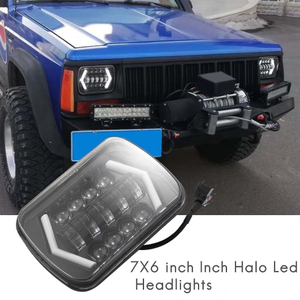 7x6 tum, 5x7 tum fyrkantig led pannlampa för lastbilar Jeep Wrangler Xj