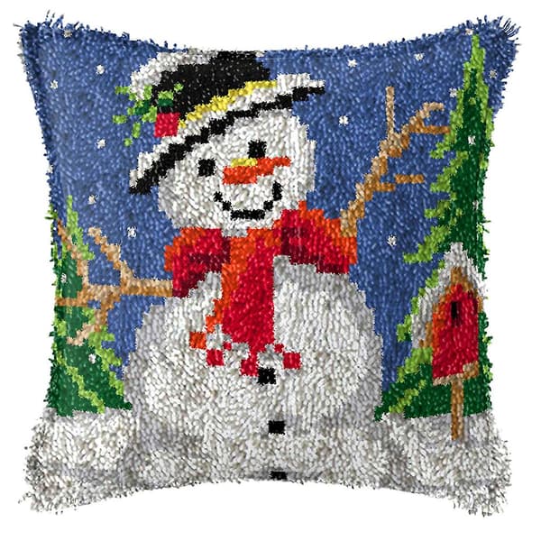 Jultomte Snögubbe DIY Latch Hook-kit 3D Segment Broderad Kuddfodral