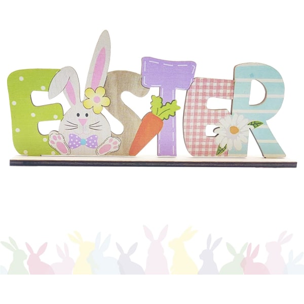 Påskdekorationer Påskdekorationsbokstäver i trä Påskkanin-dekoration EASTER
