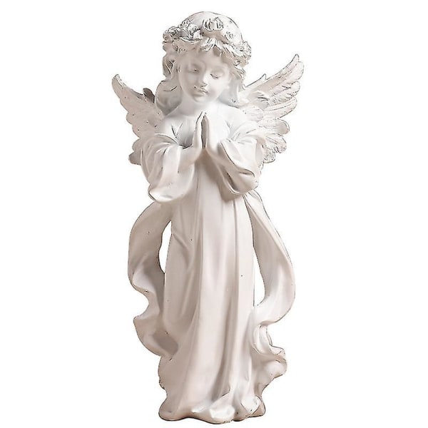 Resin Angel Staty, Resin Angel Figurine, Bedårande Flower Girl Dekorativa Ornament, Heminredning Fairy Bön, Be för din familj, Jul