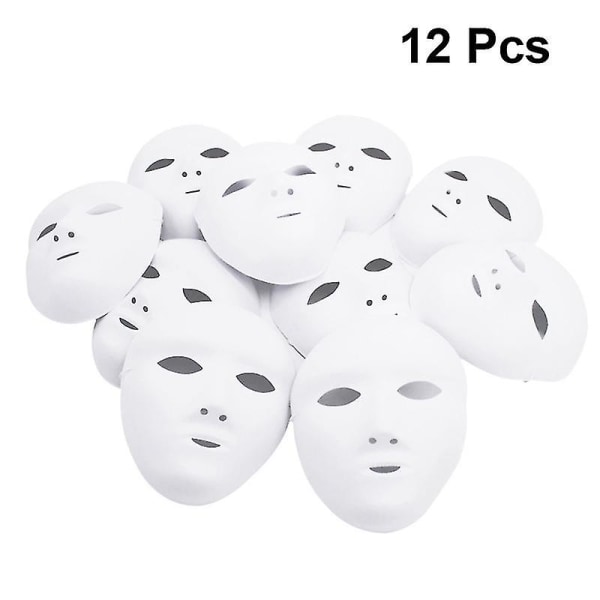 12 st vita masker för Halloween-dekorationer