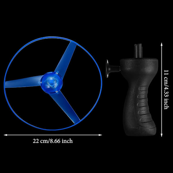 6 st flygande leksaker lyser upp disco flygblad flygande spinner med launchers och lampor färgglad flygande skiva, slumpmässig färg