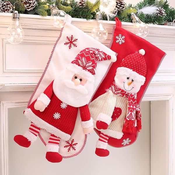2 st julstrumpor Jultomte Snögubbe Presentpåse Julstrumpa