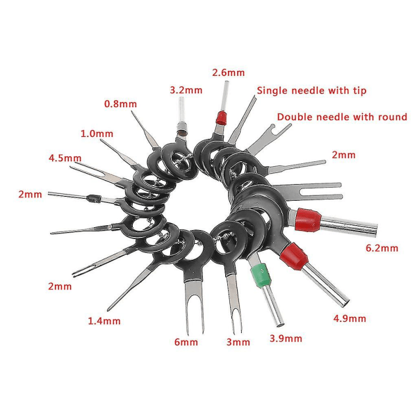 18 st Auto Car Plug Circuit Board Kabelstamme Connector Crimp Pin Terminal Ta bort verktyg