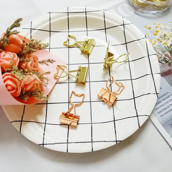 Binder Clips 3/4-Tommer Medium Rosenguld Papirklips i Akryl Krystal