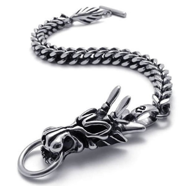 Smyckesarmband för män i rostfritt stål Dragon Biker Svart Silver