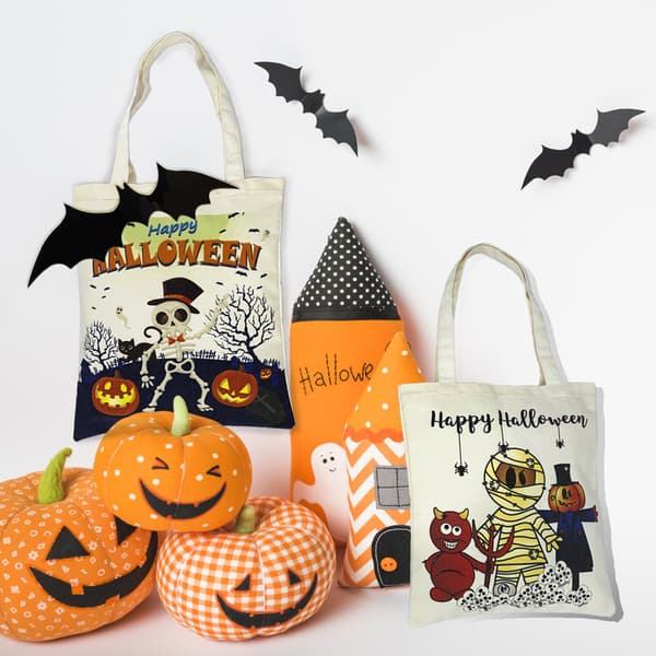 2 stk. Halloween mulepose, non-woven lærredstaske, genanvendelig græskar