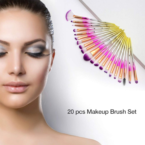 Sminkborstar, 20-pack Professionella Sminkborstar, Foundation Puder Concealer Rouge Highlighter Ögonskuggsborste Set