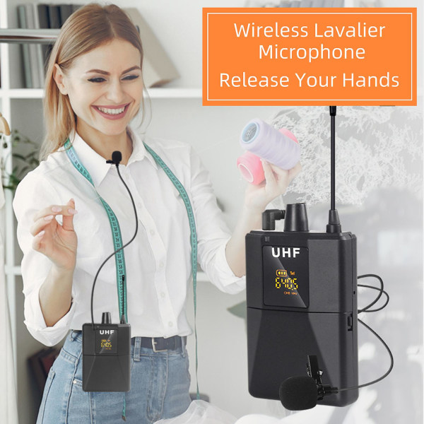 Trådlöst Lavalier-mikrofonsystem Lapel Mic Brusreducering med sändare och mini-uppladdningsbar mottagare kompatibel med Dslr-kamera Smartphone P