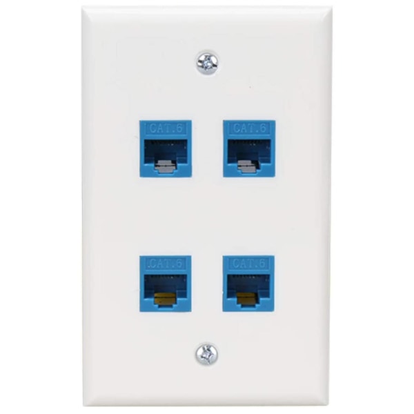 Ethernet väggplatta 4 portar för Cat7/6/6e/5/5e Ethernet-enheter -blå