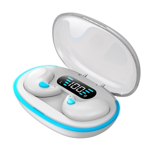 X55 Trådløse Bluetooth-ørepropper Søvn Mini Støyreduserende Digital Skjerm Tilpasset Form Berøringskontroll White