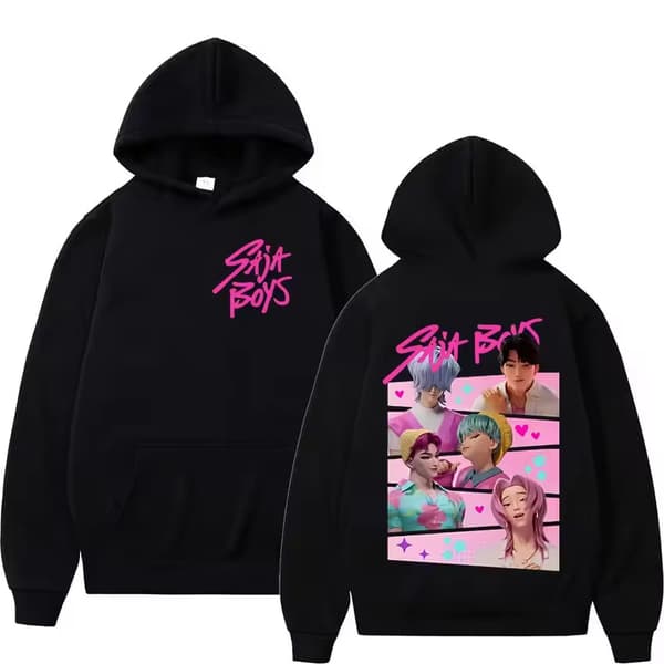 K-Pop Hettegenser, høst- og vinterfleeceforet, langermet, løs fritidspullover - svart, størrelse 6-XL XL
