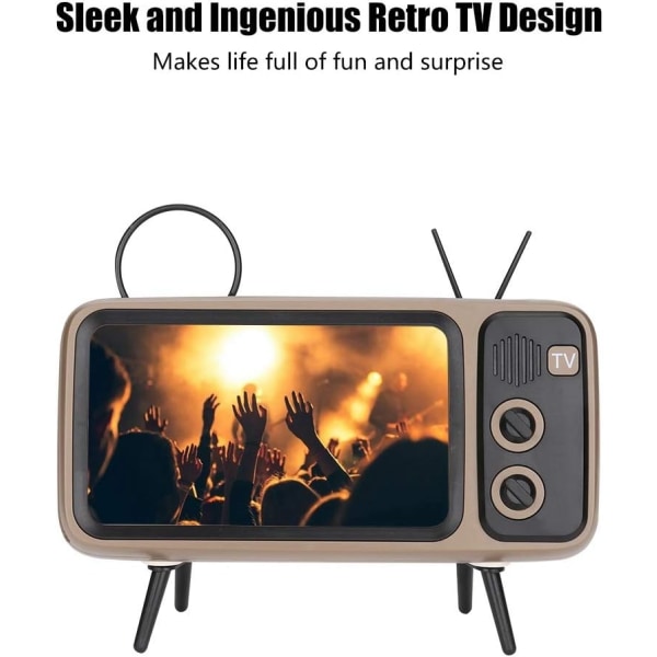 Retro TV-stil HD-high-fidelity stereo Bluetooth högtalare, mini kreativ 15 cm mobiltelefonhögtalare, enkel ljudfält för fritidskonst i hemmet (grå)