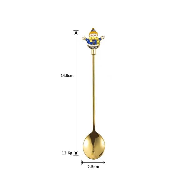 Juleske, sæt med 4 guldfarvede dessert- og teskeer, 304 rustfrit stål - D10