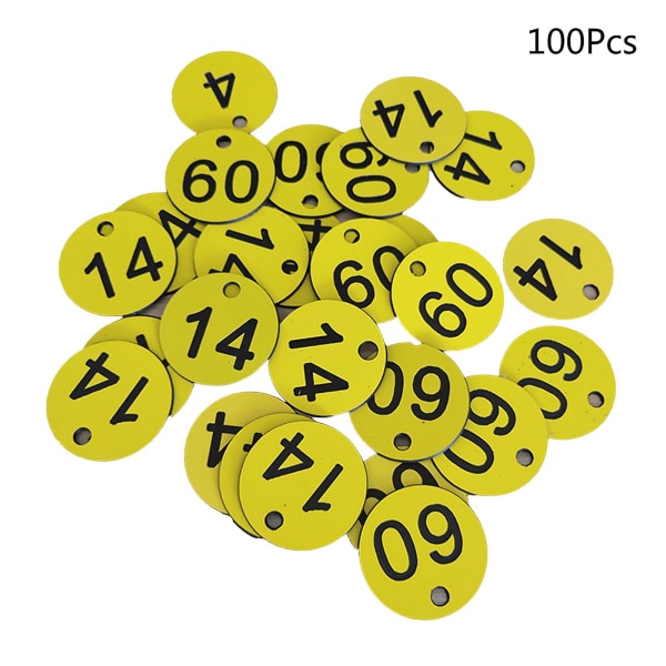 100 st Plast ID-nummeretiketter 1-100 graverade nummer-ID-taggar färgade för nyckelring