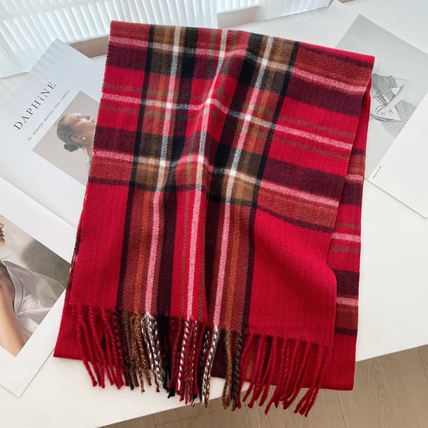Ternet termisk tørklæde - Imitation cashmere sjal - Rød