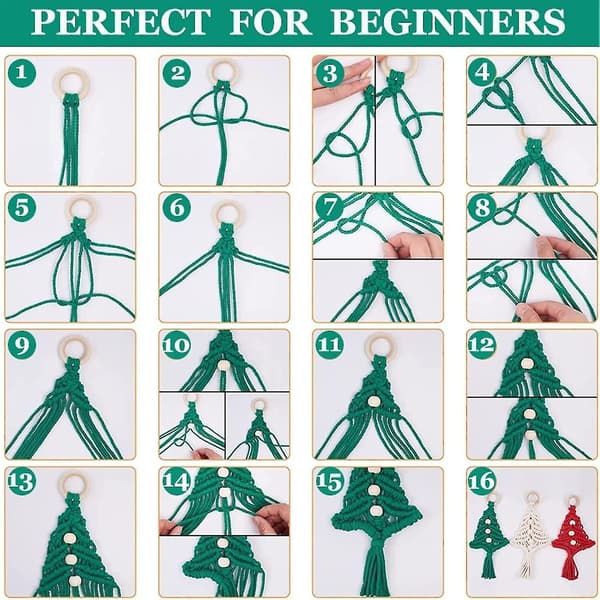 6 st Vävt Makramé Julgranar DIY Kit Väggbonader