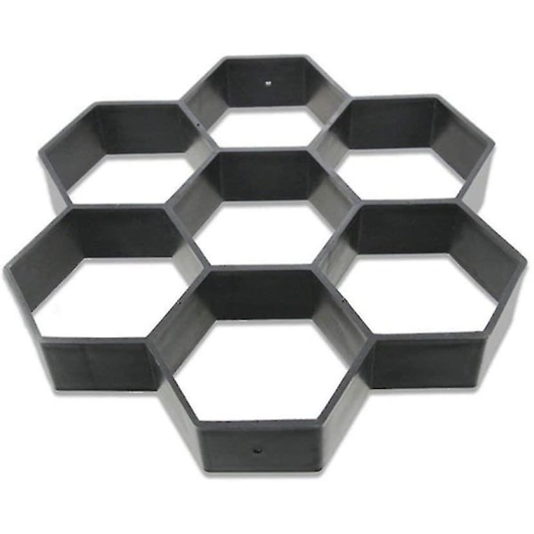 Återanvändbar Hexagonform för Betongplattor, Trappsteg, Cementsten för Trottoar, Uppfart, Patio, Trädgård, Väg (28 x 29 cm, Svart)