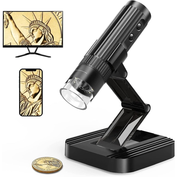 Digitalt mikroskop - Wifi- och USB-anslutning, 8 LED-lampor, med 50x-1000x HD-förstoring, 100 % nytt