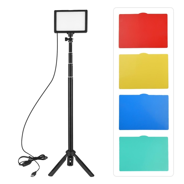 USB Led Video Light Kit Fotografibelysning 3200k-5600k 120st Pärlor 14-nivåer Dimbar med 148cm/58in justerbar höjd Stativstativ 5st Vit/Röd