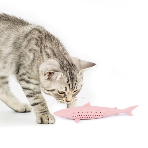 Silikon Husdjur Kattmynta Molar Tänder Rengöring Simulering Fisk Form Träning Interaktiv Leksak,Katt Interaktiv Leksak,Kattleksak