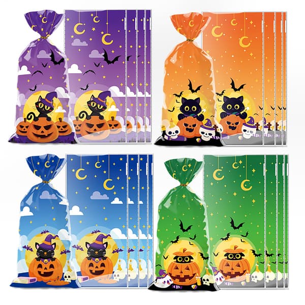 50-pack Halloween snöflinga godispåsar - pumpakatt