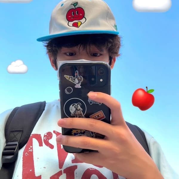 Baseball Cap Apple Boy Collection Flad Skygge Blød Top Broderet Hat - Blå