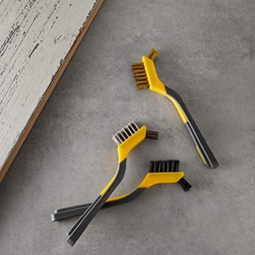 Mjukt grepp kombinationsborste mini set, 1 nylon, 1 mässing, 1 rostfritt
