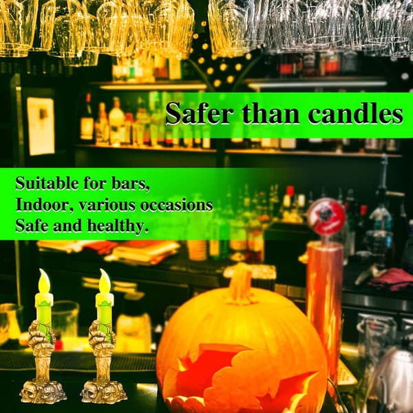 2-pack skeletthandljus, Halloween dödskalleljushållare L
