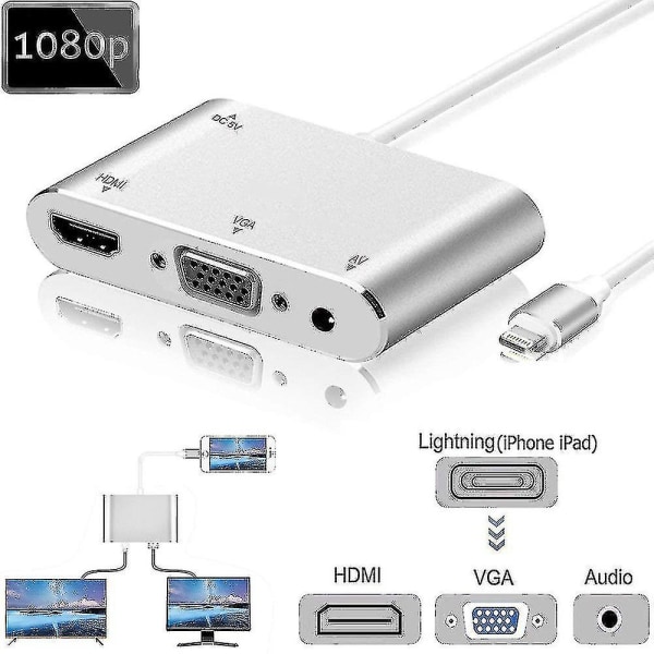 1080p Lightning till HDMI Vga Audio Video Adapter Converter för Apple