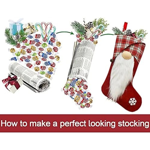 2 Stora Julstrumpor Hängande Tomte Presentpåse, Snöflinga Jul