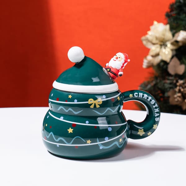 Tecknad Julmugg Present Keramisk Kopp Set Julklappskopp - Julgran