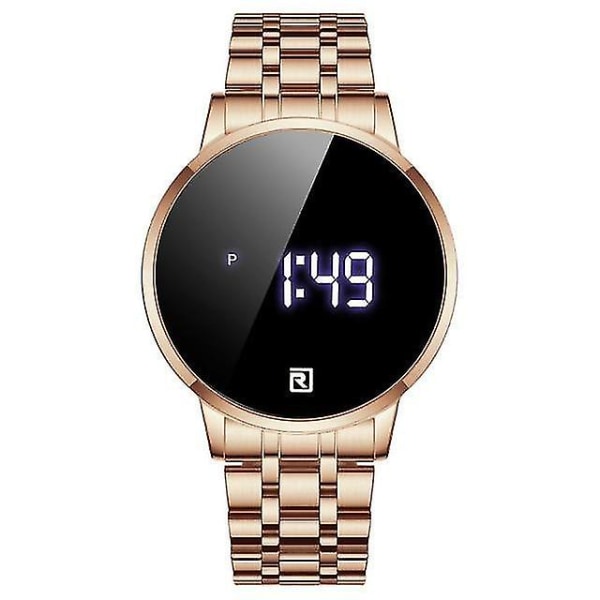 Lyxig LED digital watch Militär watch för män (rosa skal svart ansiktsrem)