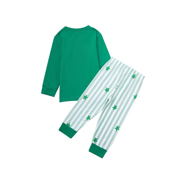 Julset för barn Randiga långbyxor Långärmad Vinter Tvådelat set - Grön -100cm Green 100cm