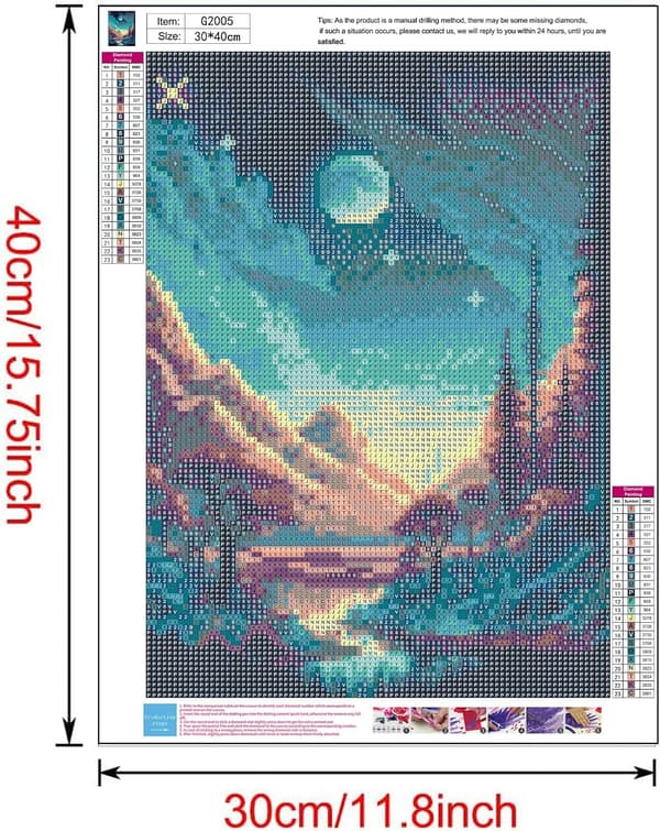 30x40cm, 5d diamantmålad strassbroderi canvas Berg