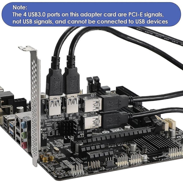 Pci Express 1x till 4 USB 3.0-kort, stigkort, för Bitcoin Mining