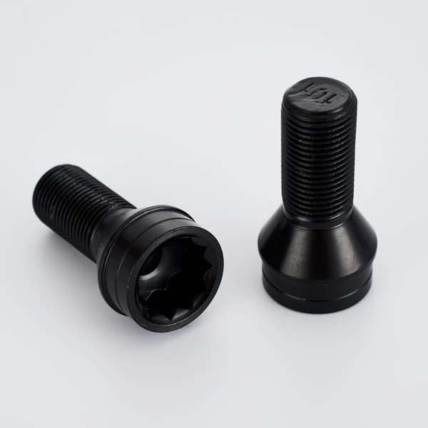 4 st M14 x 1,5 MM Svart Stål Hjulbult & Lås Mutter Set med