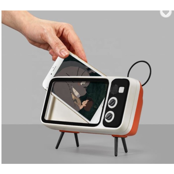 mini kreativ 15 cm mobiltelefonhögtalare, Retro TV-stil HD-high-fidelity stereo Bluetooth högtalare, enkel ljudbar för fritidskonst i hemmet (orange)