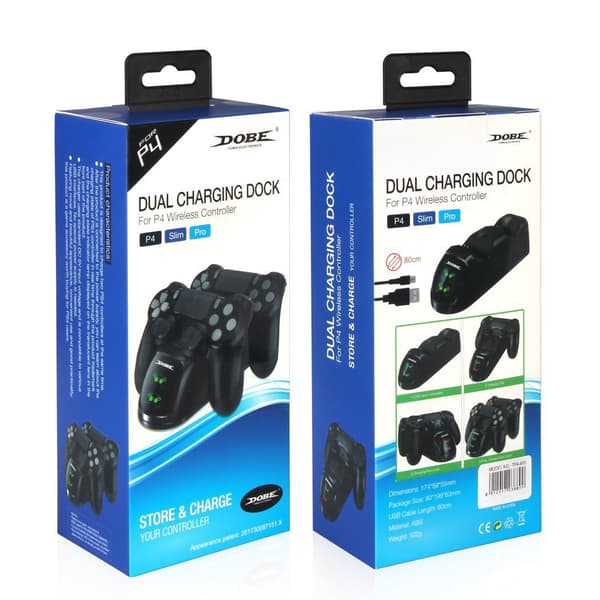 PS4 DualShock Kontroller Ladestasjon SLIM Dobbel Lader PRO Lader med Display og Ladeindikatorlys TP4-889