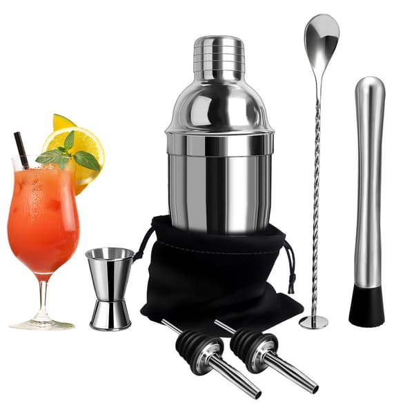 Cocktail Shaker Sæt, Komplet Bartender Værktøjssæt - 5-Dele Sæt 5-piece set