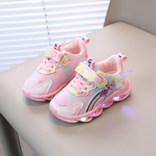 LED-sko for barn, prinsesse, jenter, glitrende joggesko - Rosa - Størrelse 32 Pink Size 32