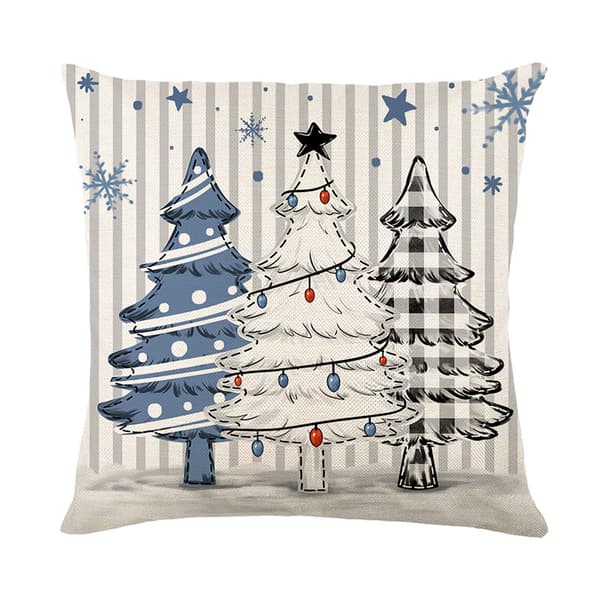 4-delade blå och vita julkuddfodral 45×45cm, innerkudde ingår ej, soffkuddfodral juldekoration