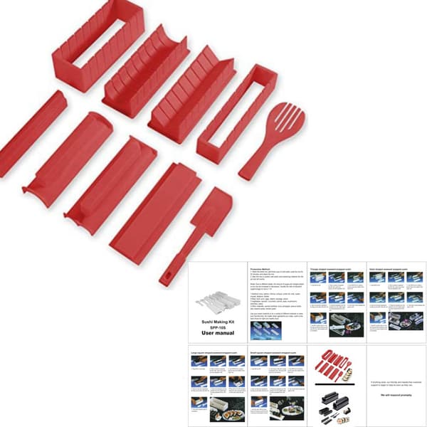 Sushi Making Kit Deluxe med Fuld Sushi Sæt 10 Stykker Plastik Sus