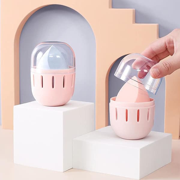 Sminke Svamp Holder Skjønnhet Kosmetikk Egg Svamp Organizer Case wi